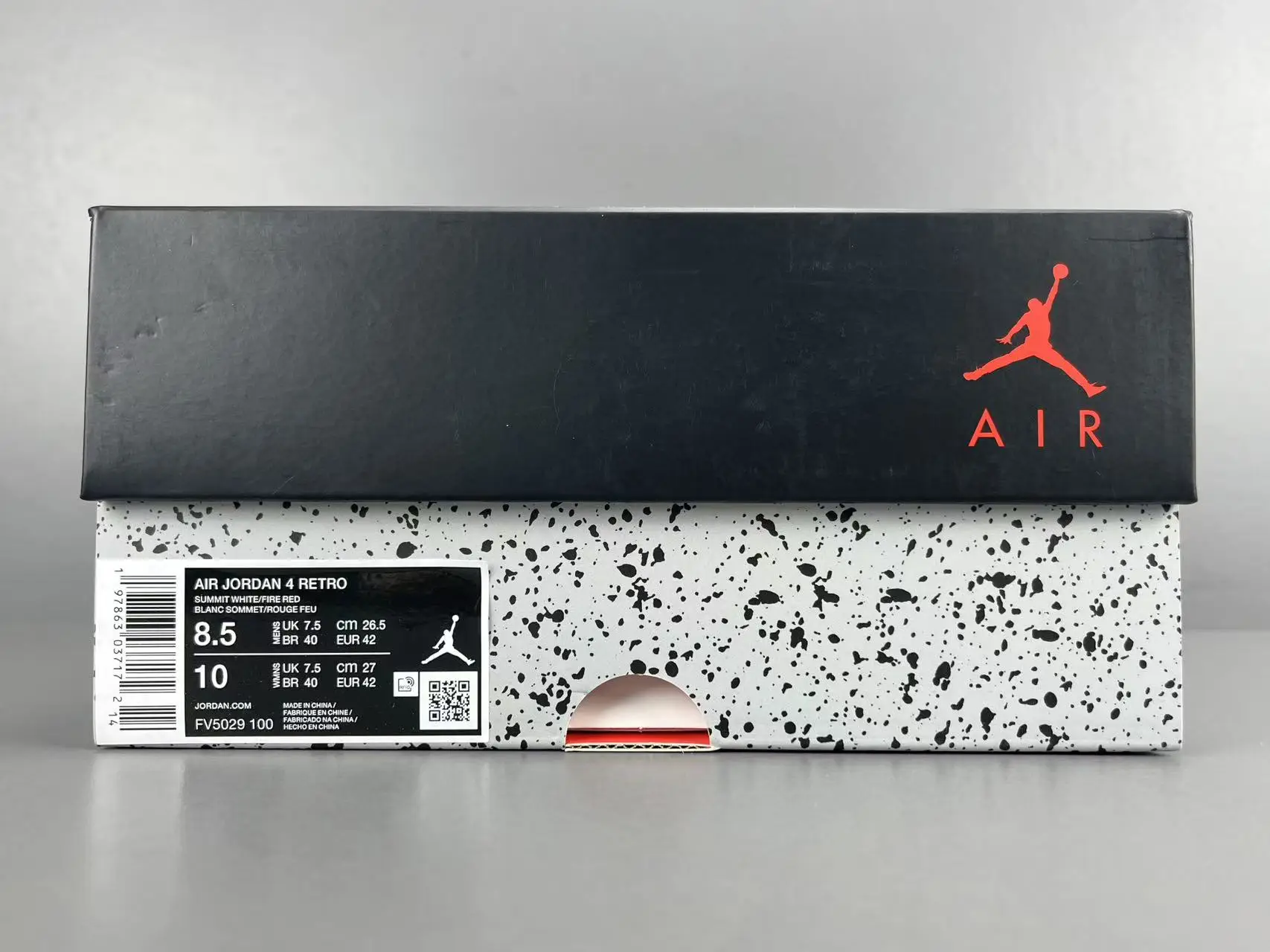 Nike Air Jordan 4 Retro Summit White Fire Red leather sneakers size 8.5 men US 10 women US