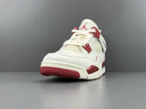 Nike Air Jordan 4 Retro Fire Red white red leather sneakers with mesh detailing and rubber sole
