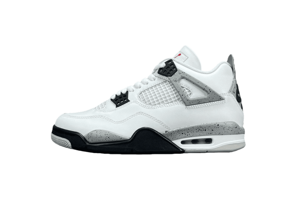 Nike Air Jordan 4 Retro white cement gray black leather and mesh sneakers