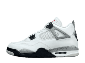 Nike Air Jordan 4 Retro white cement gray black leather and mesh sneakers