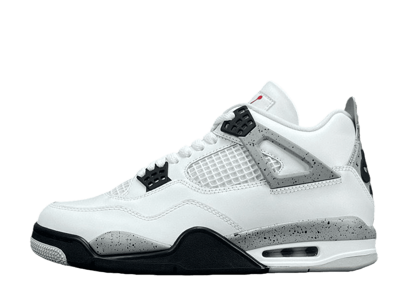 Nike Air Jordan 4 Retro white cement gray black leather and mesh sneakers