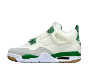 Nike Air Jordan 4 Retro OG White Pine Green suede leather sneakers with gum outsole