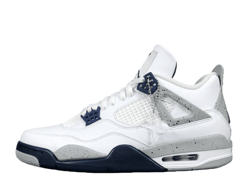 Air Jordan 4 Retro OG white midnight navy cement gray leather sneakers