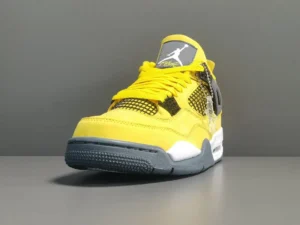 Nike Air Jordan 4 Lightning yellow black white nubuck leather sneakers