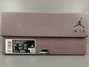 Air Jordan 4 Retro SP A Ma Maniére shoe box featuring a purple design, size label, and Jumpman logo, related to the Jordan 4 Retro SP A Ma Maniére Violet Ore sneakers.
