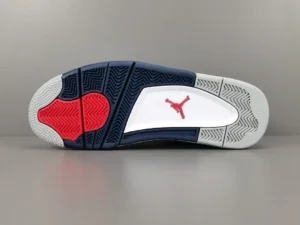 Nike Air Jordan 4 Retro white varsity red midnight navy leather sneakers outsole view