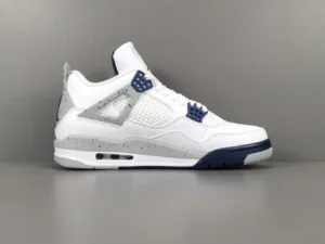 Nike Air Jordan 4 Retro White Navy Cement grey speckled leather sneakers