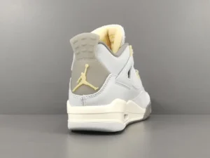 Nike Air Jordan 4 Retro Sail light bone white leather suede sneakers with translucent heel tab
