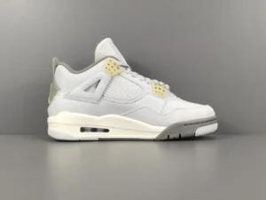 Nike Air Jordan 4 Neutral Grey white yellow leather suede sneakers