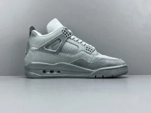 Air Jordan 4 SE Soke Gr sneakers in light gray colorway, showcasing premium materials and design details, positioned on a neutral background.
