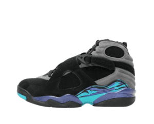 Nike Air Jordan 8 Retro black charcoal hyper turquoise suede basketball sneakers