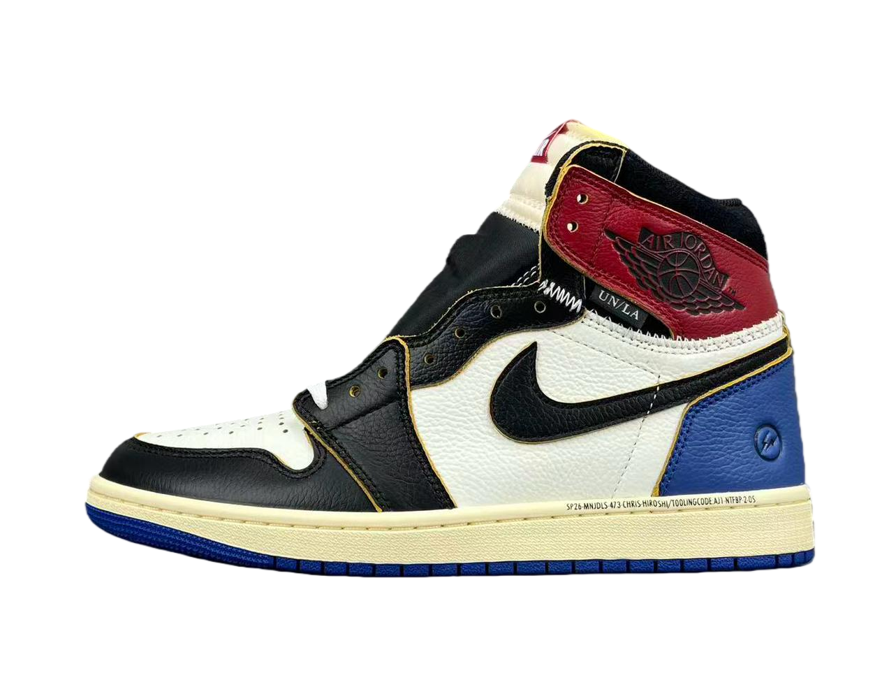Nike Air Jordan 1 High OG Union LA black white red blue leather sneakers