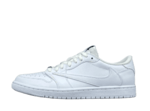 Nike Air Jordan 1 Low triple white leather sneakers with stitched swoosh and perforated toe box