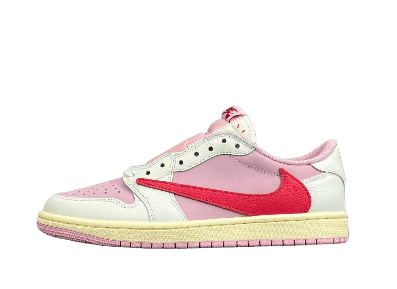 Nike Air Jordan 1 Low OG Pink Foam Crimson tint cream sail leather sneakers