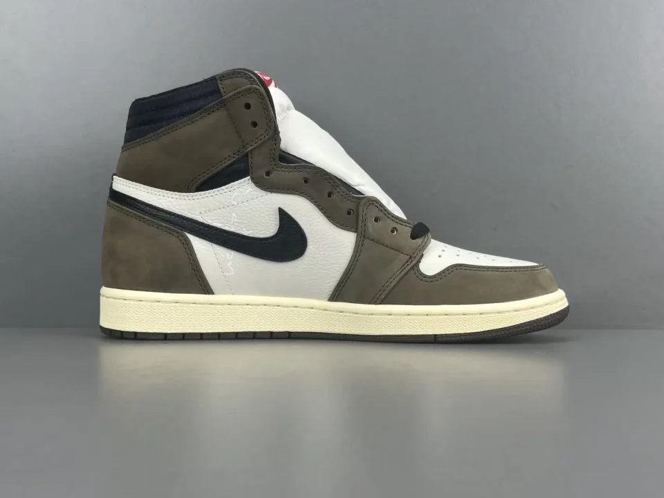 Nike Air Jordan 1 High OG Travis Scott white black sail nubuck leather sneakers