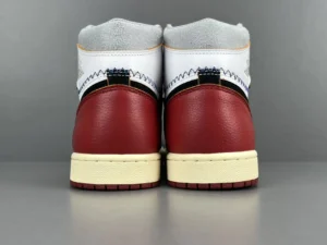 Air Jordan 1 High OG Chicago red white black leather sneakers rear view