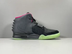 Nike Air Yeezy 2 Black Solar Red black mesh and suede sneakers with glow-in-the-dark sole