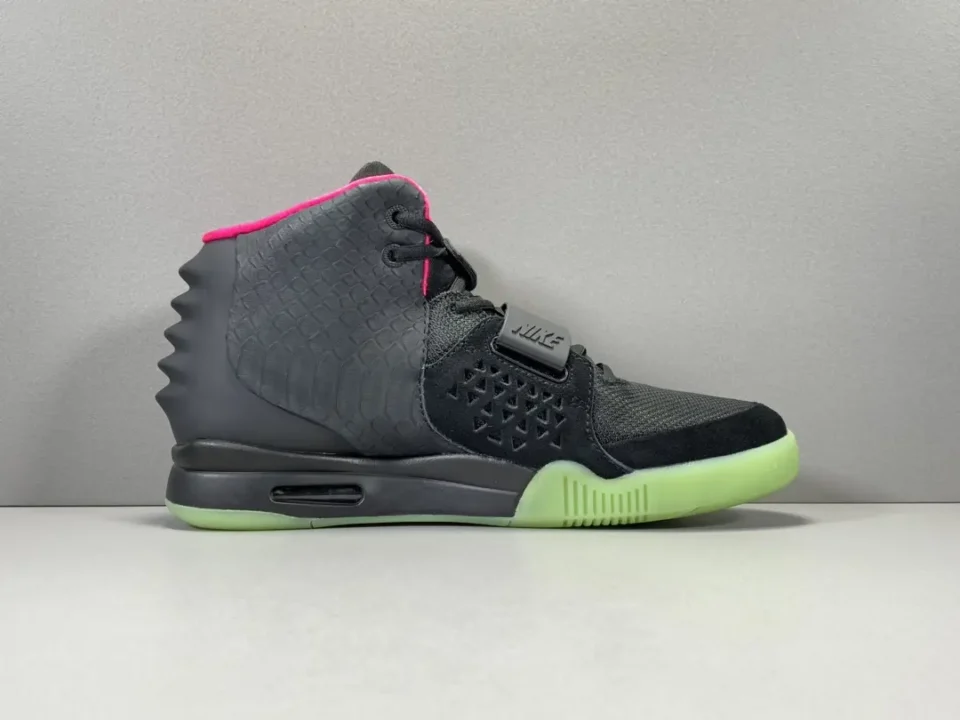Nike Air Yeezy 2 Black Solar Red black mesh and suede sneakers with glow-in-the-dark sole