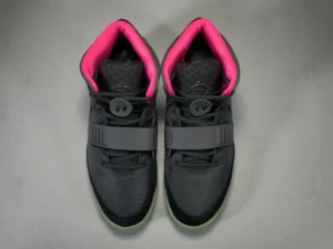 Nike Air Yeezy 2 Black Solar Red glow-in-the-dark sole mesh sneakers