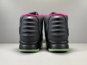 Nike Air Jordan 15 OG black pink sneaker leather textile with glow outsole footwear rear view