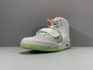 Nike Air Yeezy 2 White Red Glow glow-in-the-dark sole mesh leather sneakers