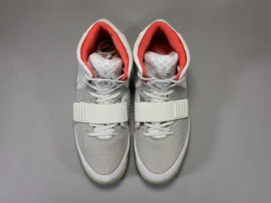 Nike Air Yeezy 2 grey white red fabric sneakers with strap closure and textured upper