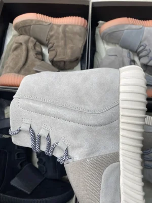 Adidas Yeezy 750 Boost light grey gum sole suede and mesh sneakers