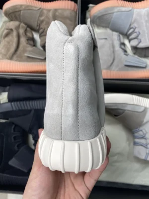 Adidas Yeezy 750 Boost Light Grey Gum suede high-top sneakers with ribbed sole