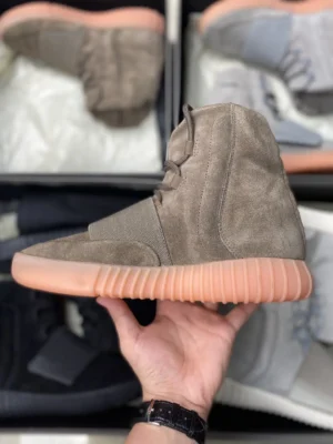 Adidas Yeezy 750 Boost sesame colorway suede sneakers with gum sole