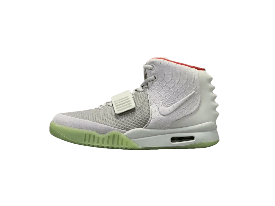 Nike Air Yeezy 2 Pure Platinum white grey red leather sneakers with glow sole