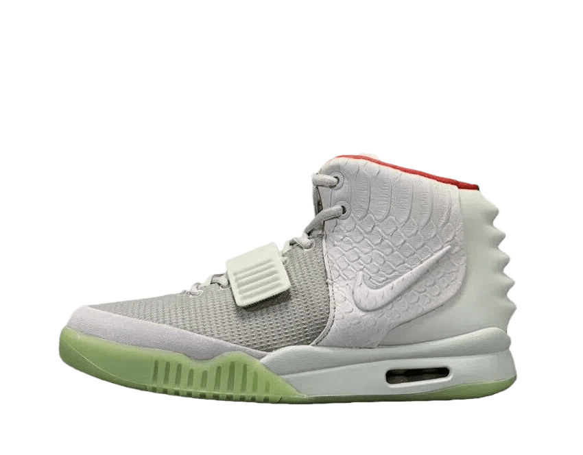 Nike Air Yeezy 2 Pure Platinum white grey red leather sneakers with glow sole
