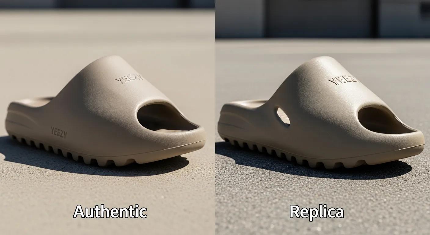 Authentic vs. Replica Yeezy Slides