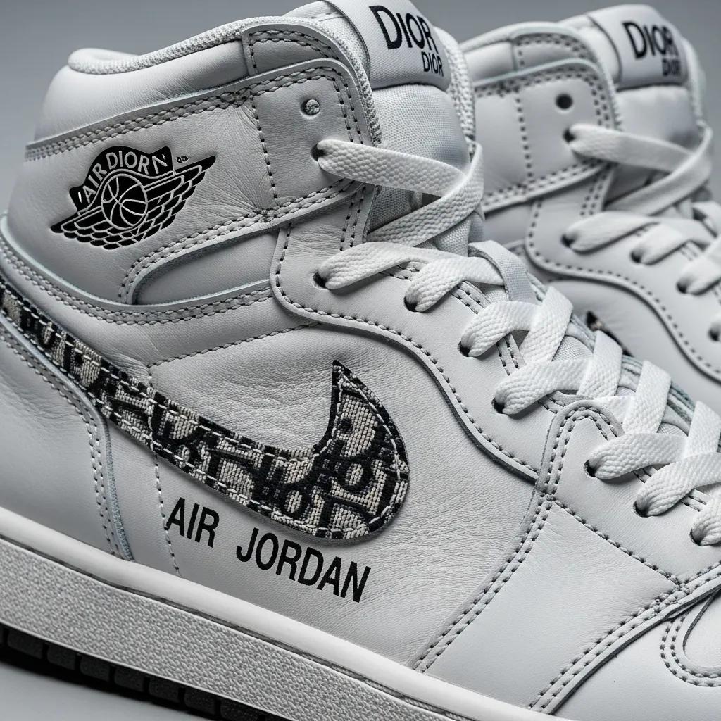 Close-up of a Dior Jordan 1 replica showcasing high-quality craftsmanship and premium materials