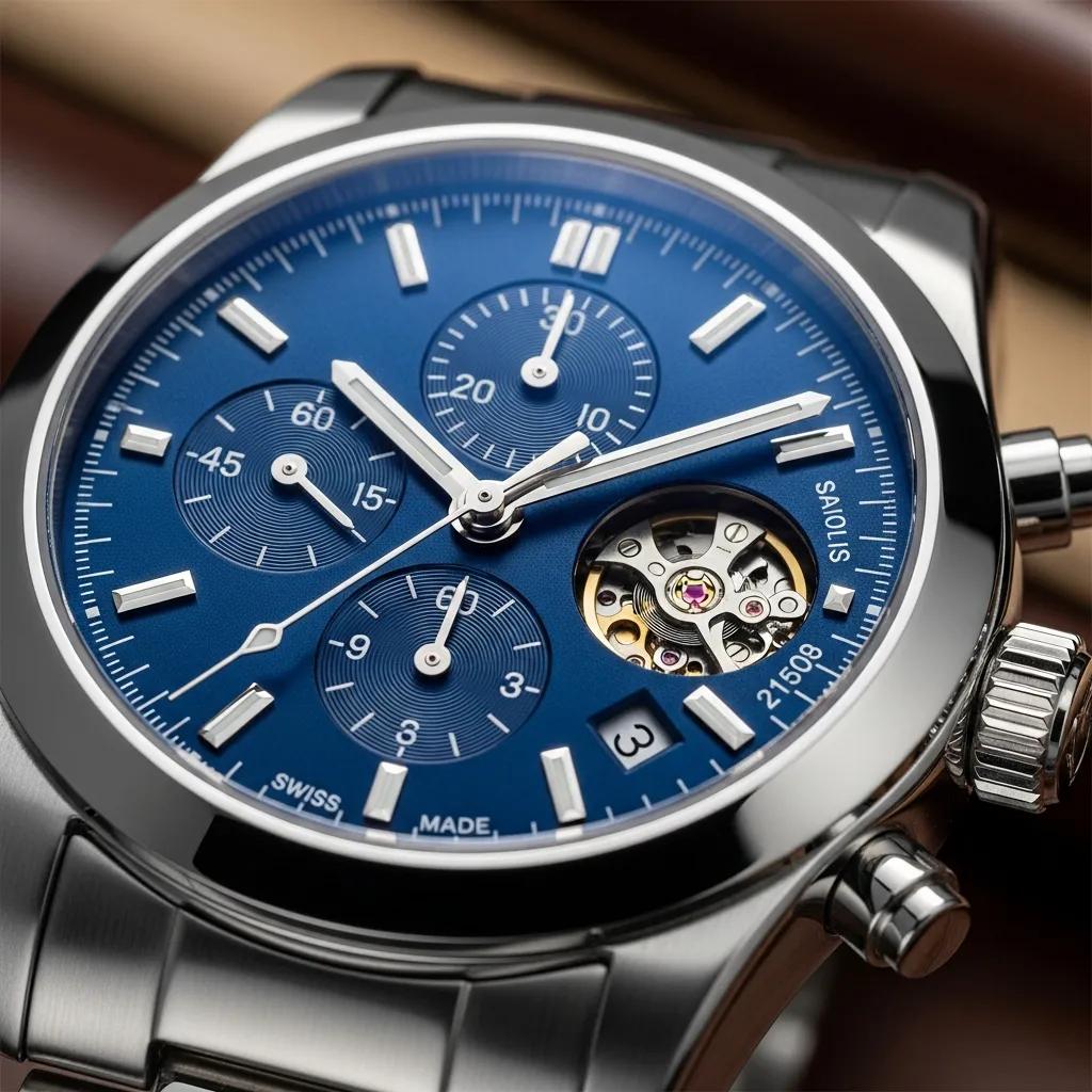 Close-up of a high-quality AAA replica watch highlighting intricate details and craftsmanship