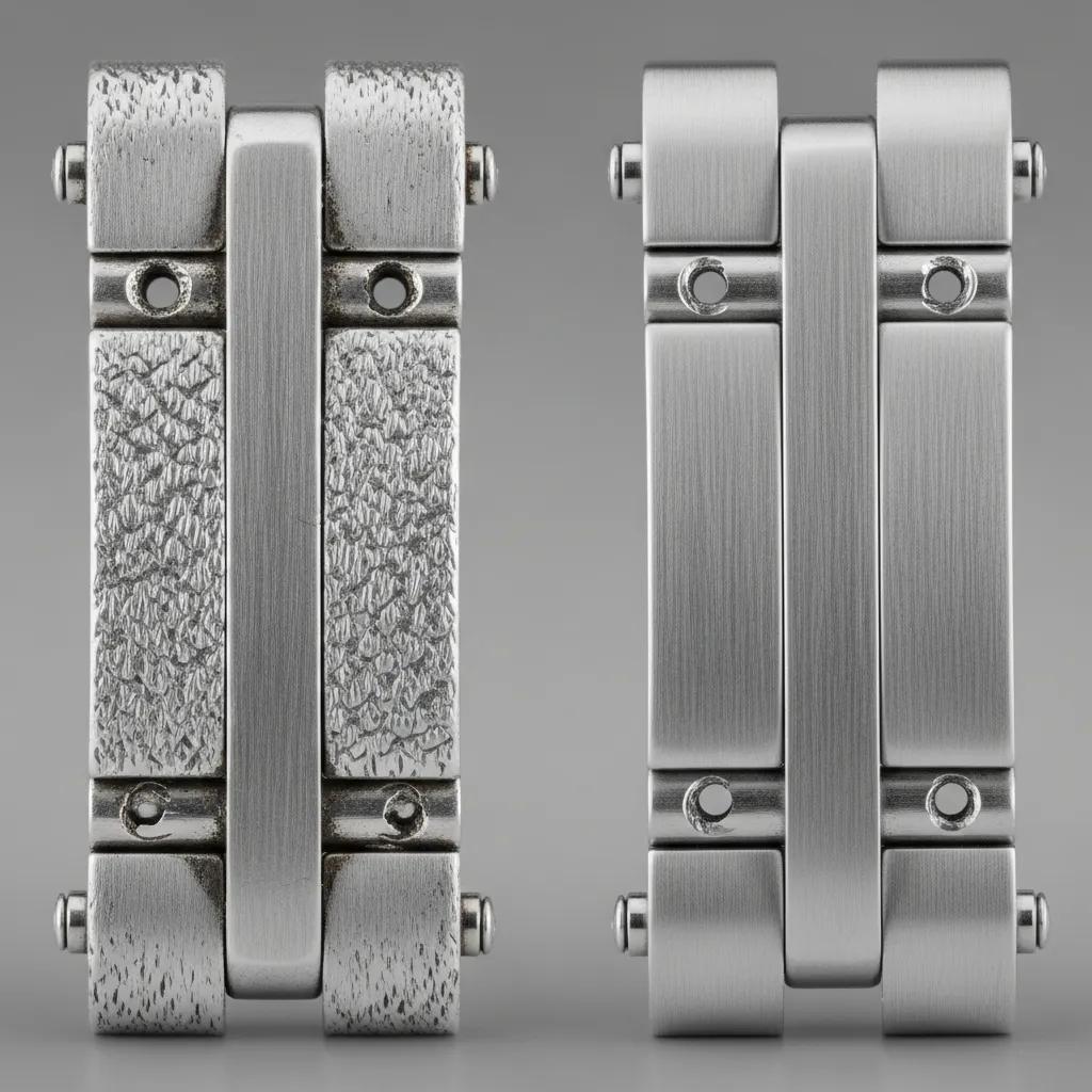 Close-up of common features of fake Rolex Submariner endlinks showing poor craftsmanship and incorrect dimensions