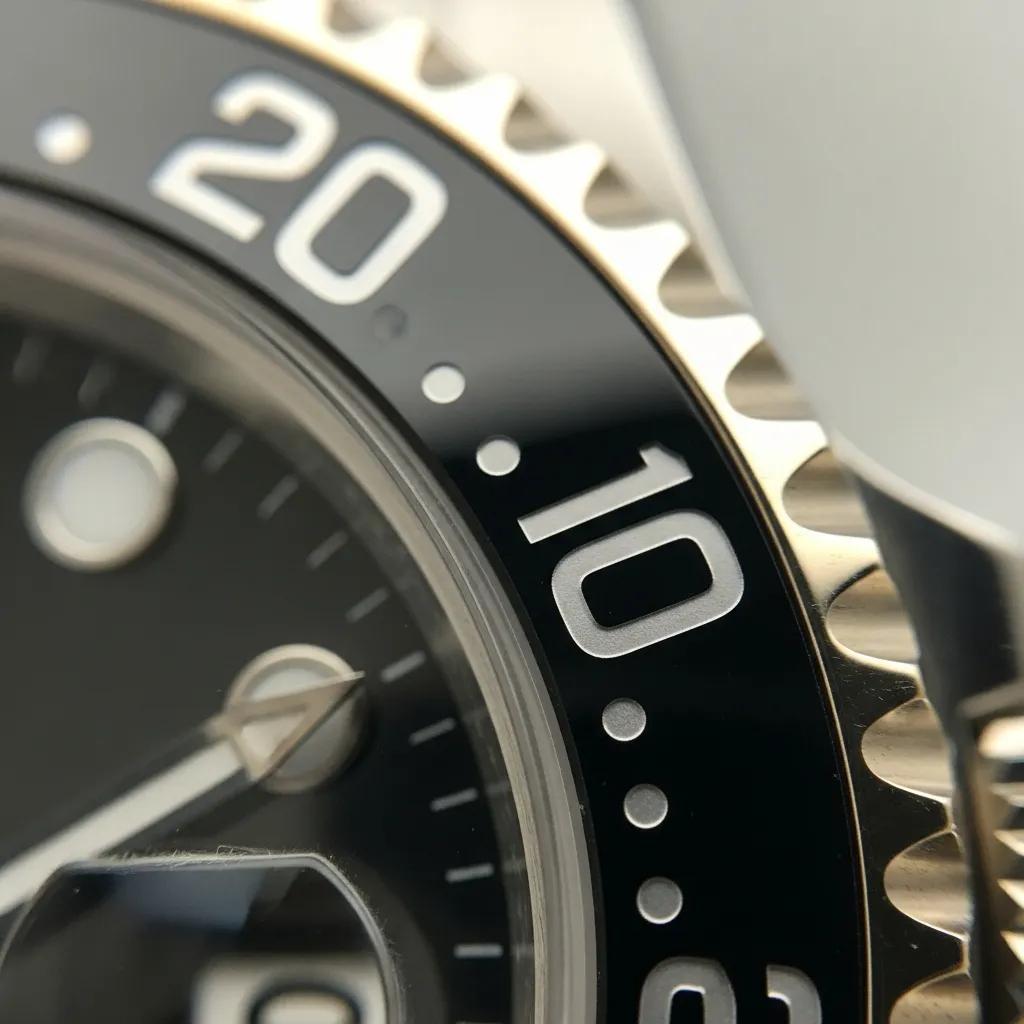 Close-up of Rolex Submariner bezel showcasing alignment and material quality