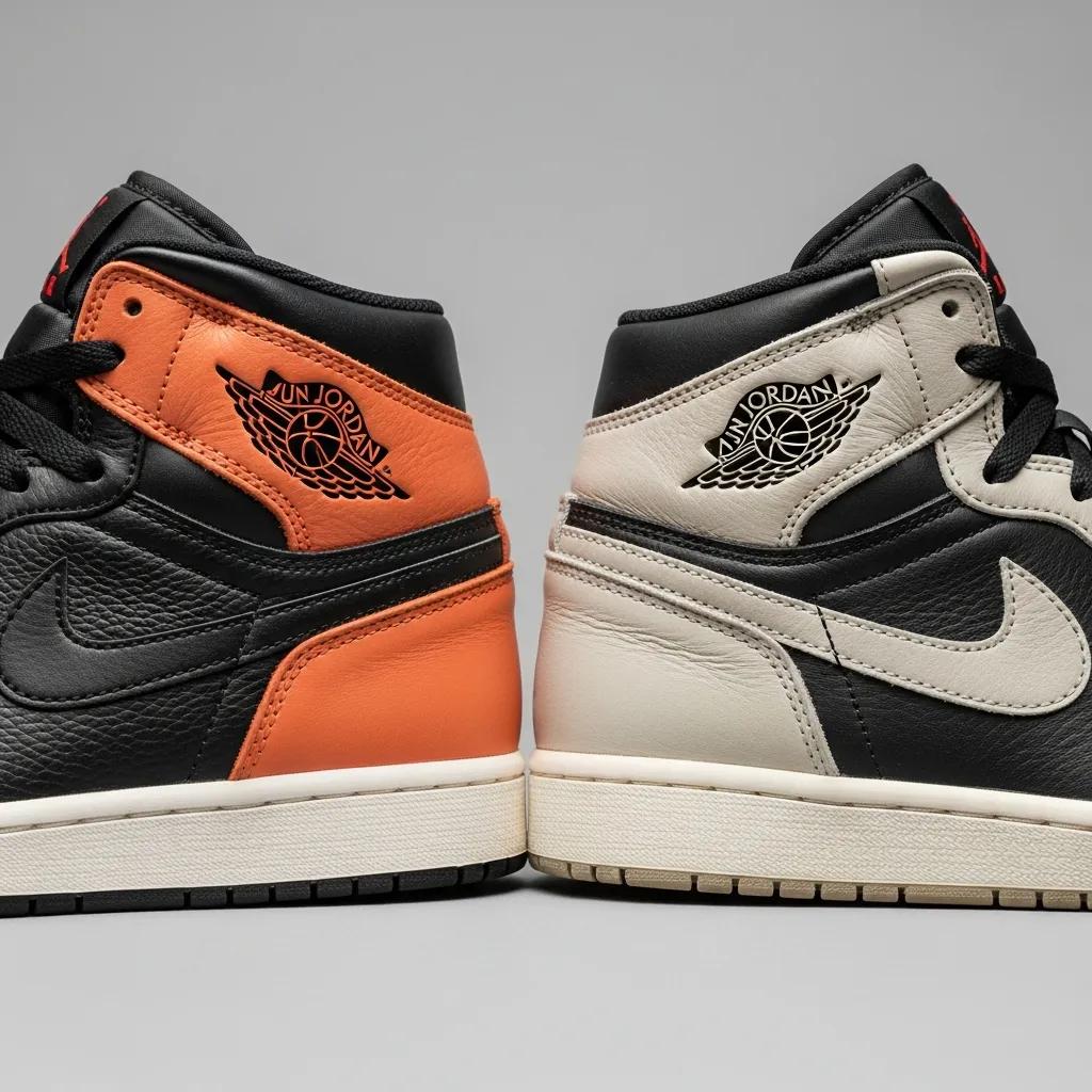 Comparison of authentic Jordans and knockoff Jordans highlighting differences in quality and craftsmanship