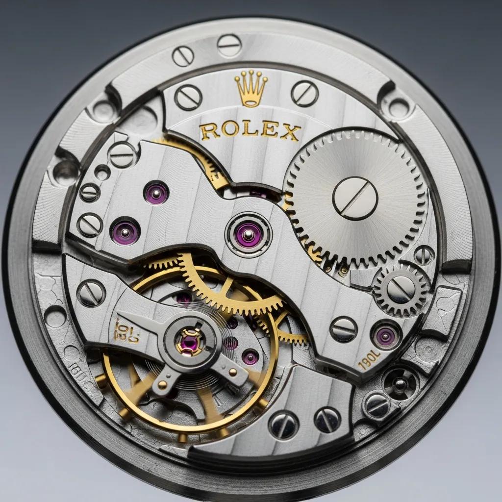Detailed view of authentic Rolex watch movement showcasing quality craftsmanship