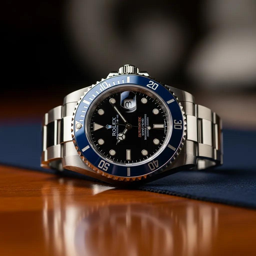 Genuine Rolex Submariner watch on a luxurious surface, highlighting its craftsmanship and details