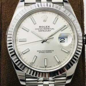 Fake Rolex Datejust White Gold Steel Silver Index Premium 41MM