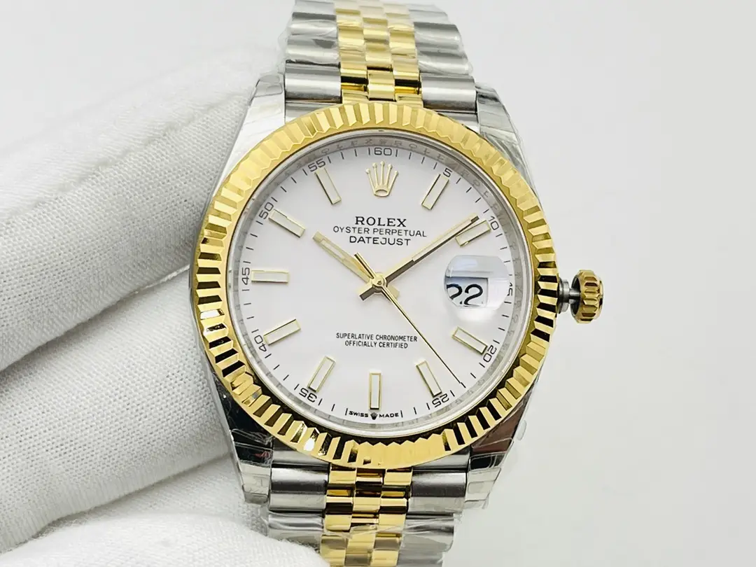 Rolex Datejust 18k/SS 41mm White Stick Dial Jubilee Bracelet