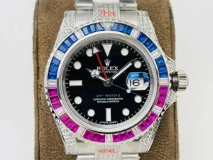 Rolex GMT-Master II 40 Mm Diamond Bezel Black Dial Oyster Pave Bracelet 126755SARU