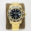 Fake Rolex GMT Master II Yellow Gold Black Diamond Best Oyster Bracelet 40MM