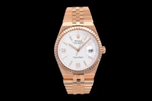 Fake Rolex Land-Dweller Rose Gold White Dial Premium Flat Jubilee Bracelet 36MM