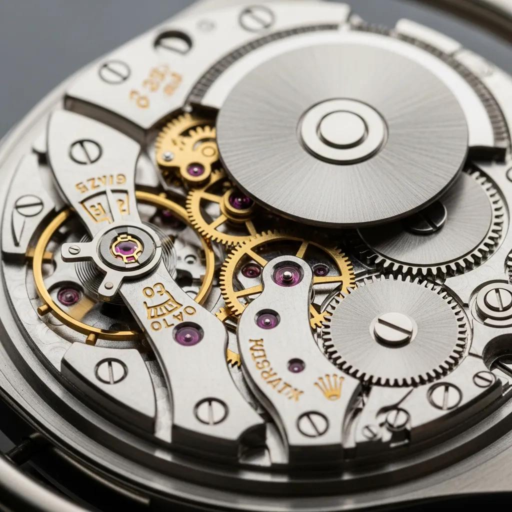 Internal movement of a Rolex watch, showcasing craftsmanship and quality