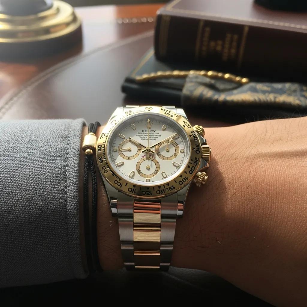 Luxury Rolex Daytona watch displayed elegantly on a wrist, emphasizing its design and craftsmanship