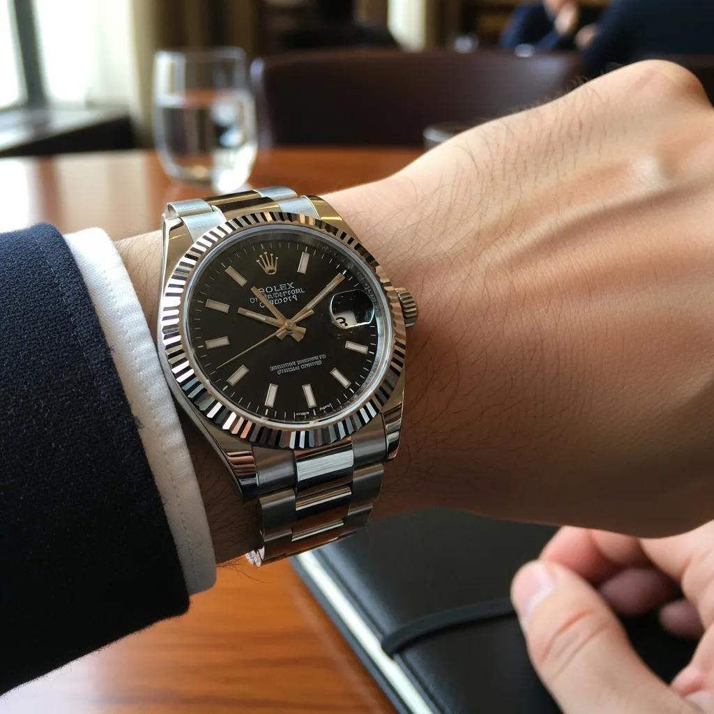 Luxury Rolex super clone watch displayed elegantly on a wrist, emphasizing craftsmanship and style