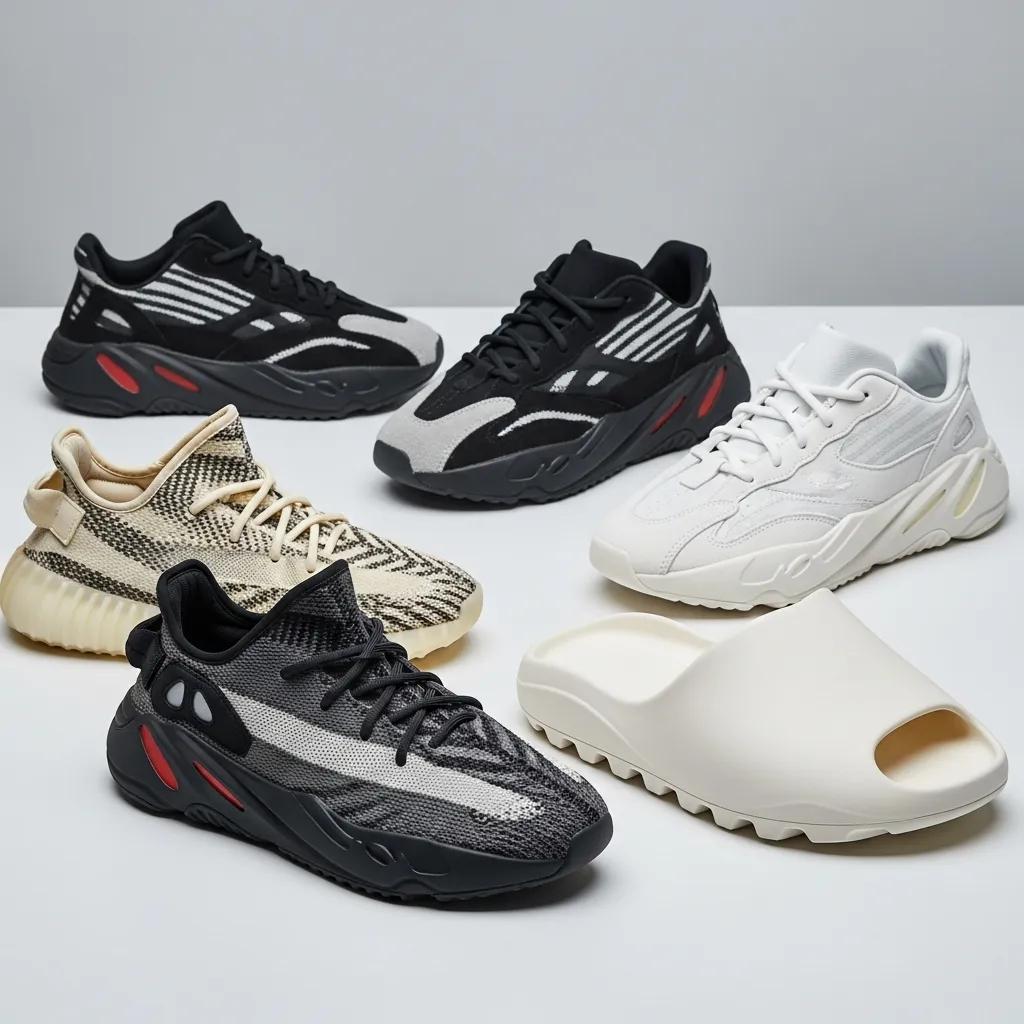 Top 1:1 Yeezy replica models for 2026 displayed together, showcasing their unique designs and colors