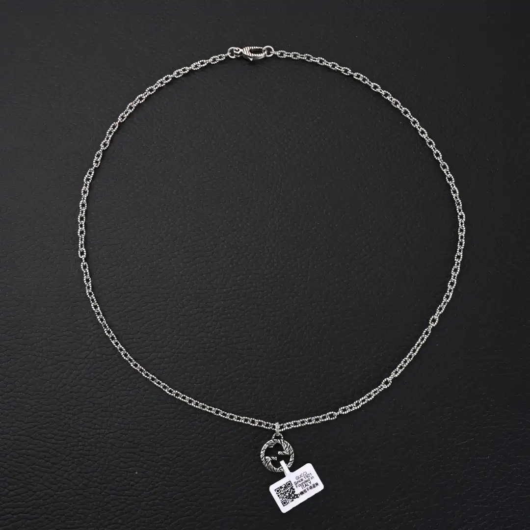 Gucci GUC 3D Double G Pure Silver Pendant Necklace