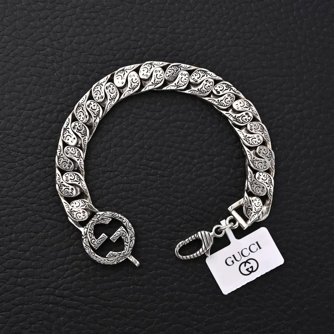 GUCCI Interlocking G pure silver chain antique